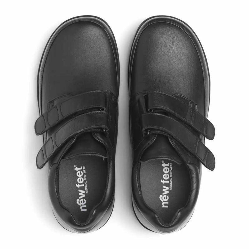 New Feet Herrskor med två kardborreband, svart